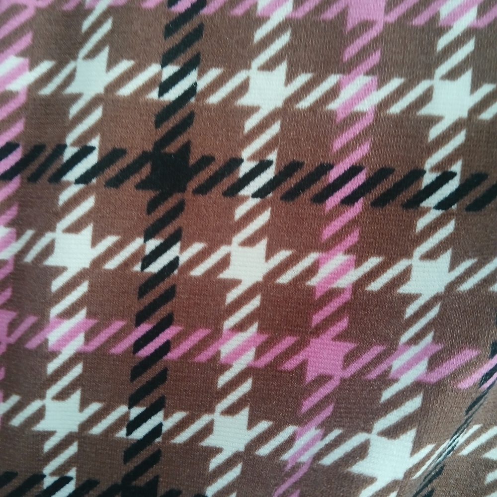 Plaid Circle Skirt with Chain Accent in Pink and Brown Preppy Academia - Picture 9 of 12